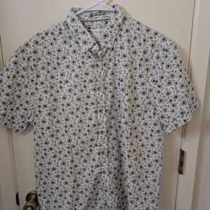 Denim & Flower White and Blue Casual Button Down Shirt